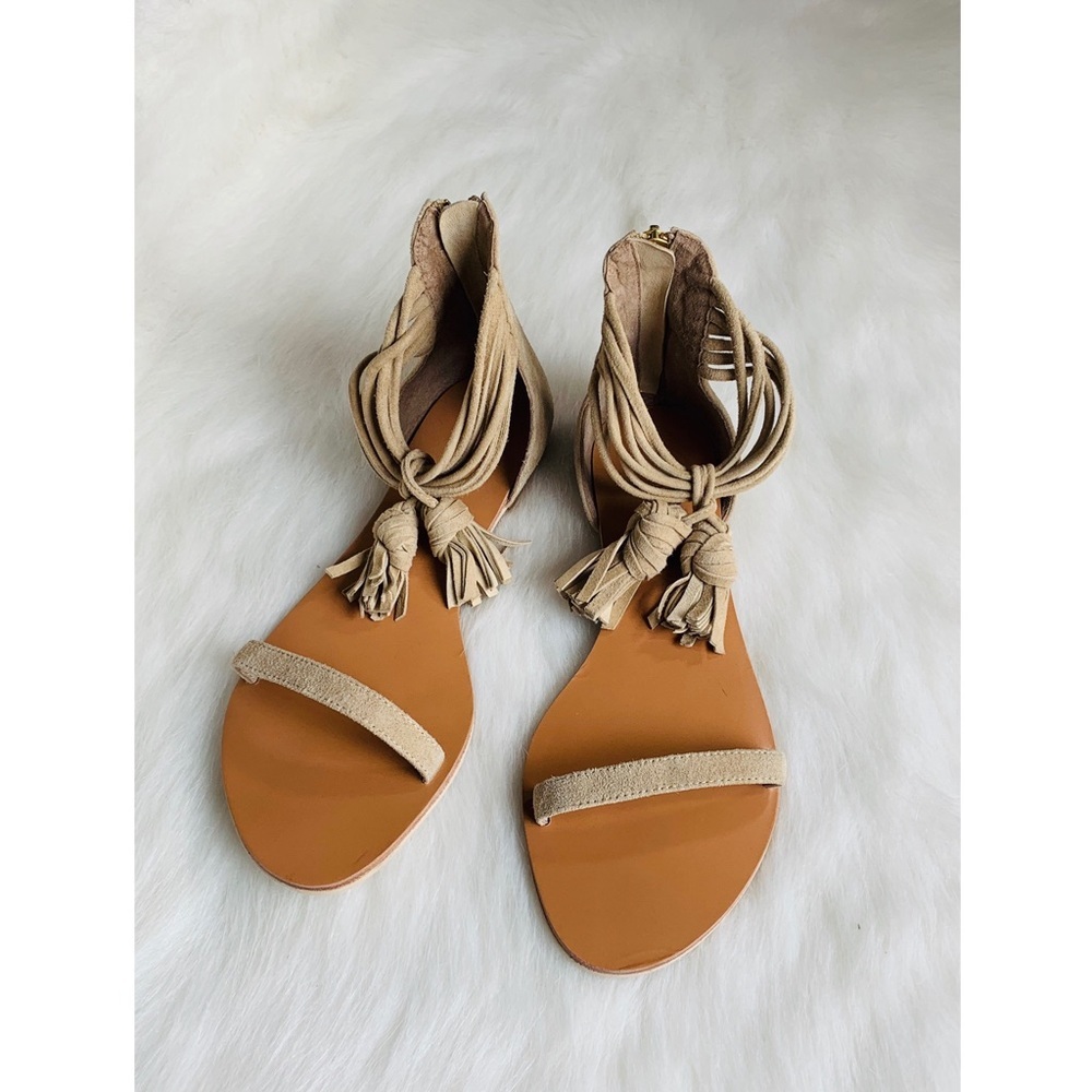 RAYE Sky Suede Tassel Sandals Sz 38.5